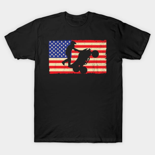 ATV Quad American Flag Wheelie T-Shirt by TeeShirt_Expressive